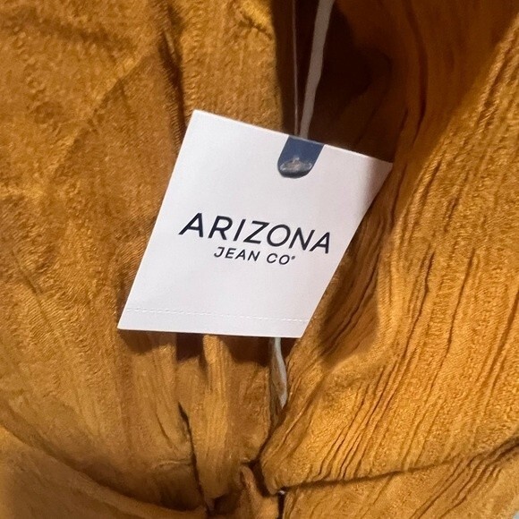Arizona Jean Co long sleeve mustard yellow wrap top size small NWT - Picture 8 of 8